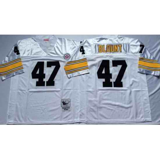 Mitchell And Ness Steelers #47 Mel Blount white Throwback Stitched NFL Jersey